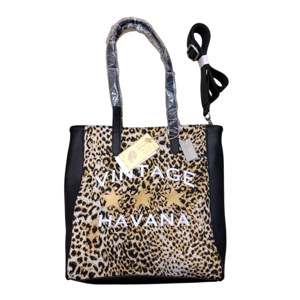 NWT Vintage Havana Angelica Tote Shoulder Straps Included Cheetah Print